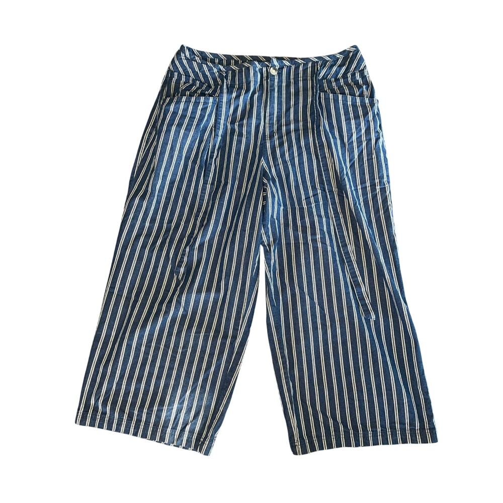 EST. 1946 Denim Striped Capri Cropped Pants Navy and White Womens 18